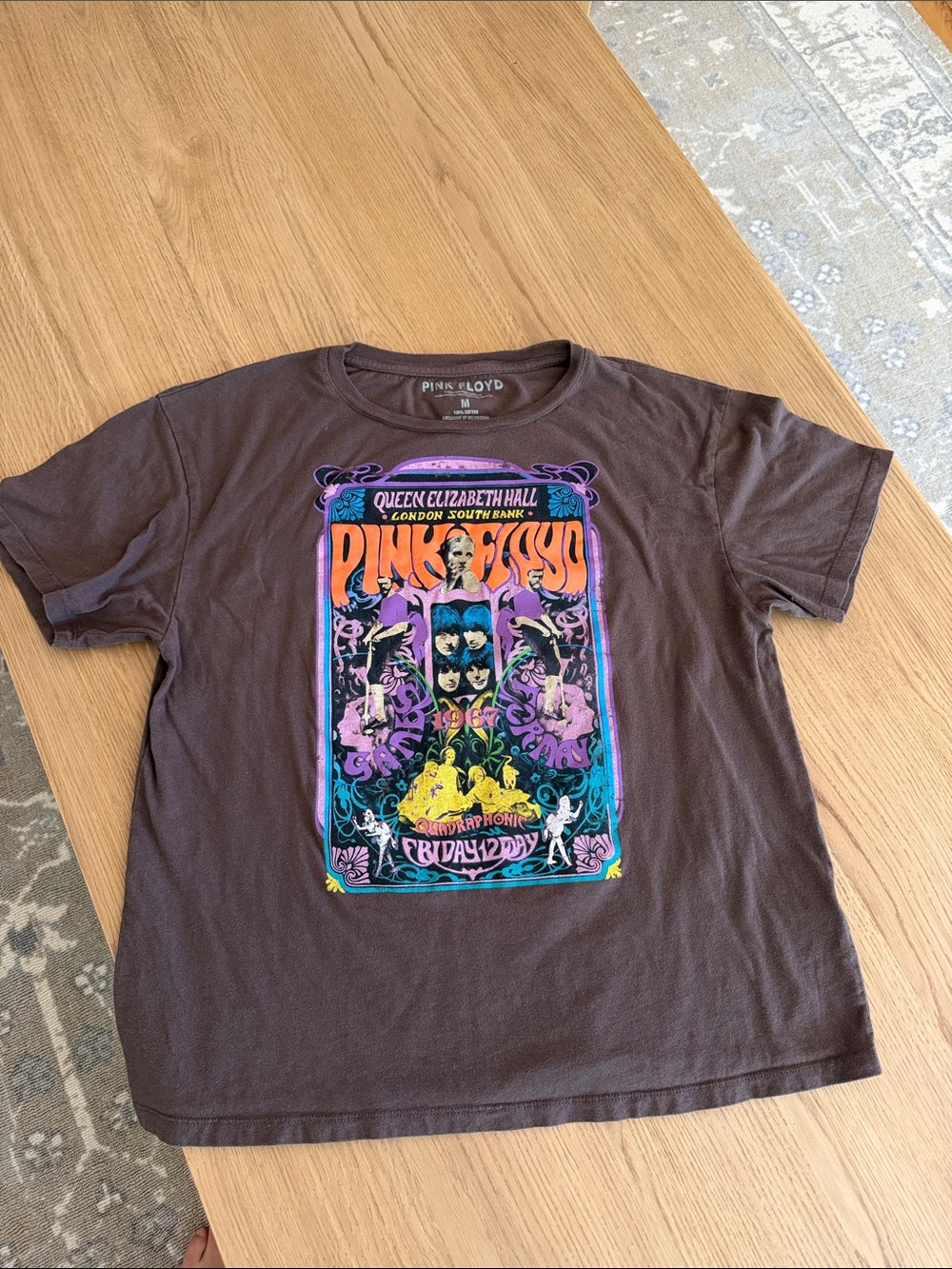 Pink Floyd Brown Kids Tee with Colorful Psychedelic Poster Graphic